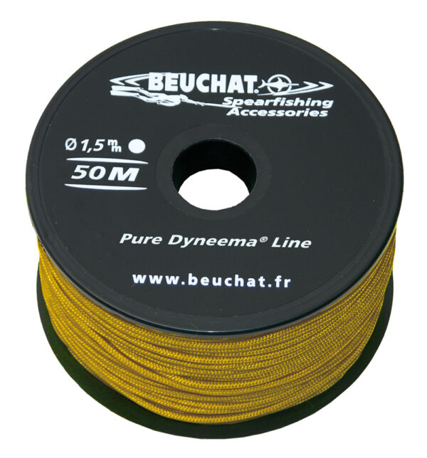 Bobine 50 m Tresse Dyneema 1.5 mm Jaune - Résistance 300 kg