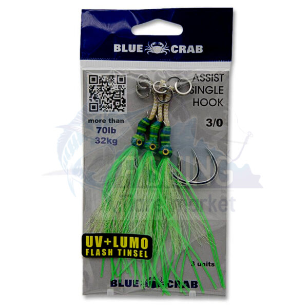Assist Single Hook Vert - BLUE CRAB
