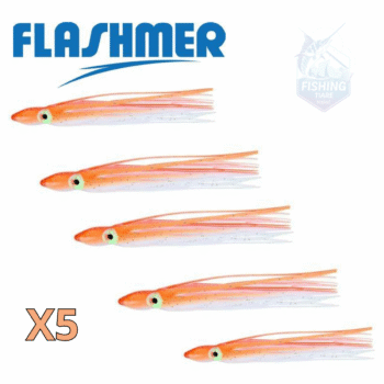 Octopus 6 cm - Orange/Ventre Blanc (O) X5 - FLASHMER