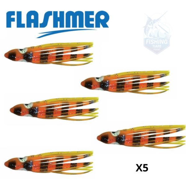 Octopus 6 cm - Jaune Rayé Noir (JRN) X5 - FLASHMER