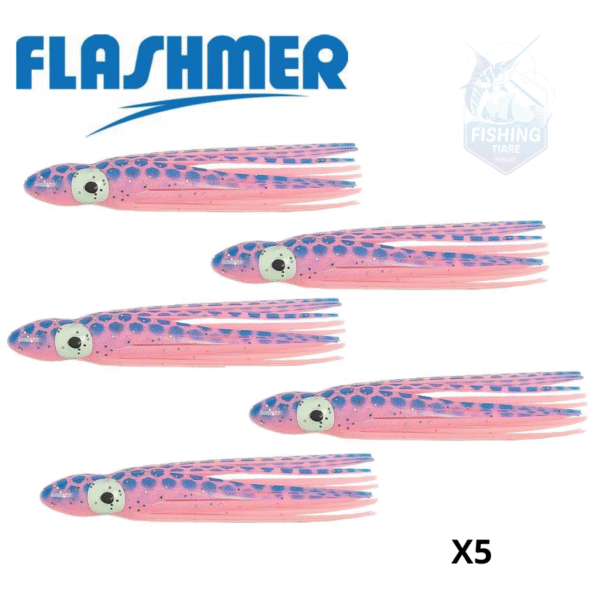 Octopus 6 cm - Ecaillé Bleu/Ventre Rose (EBVP) X5 - FLASHMER – Image 2
